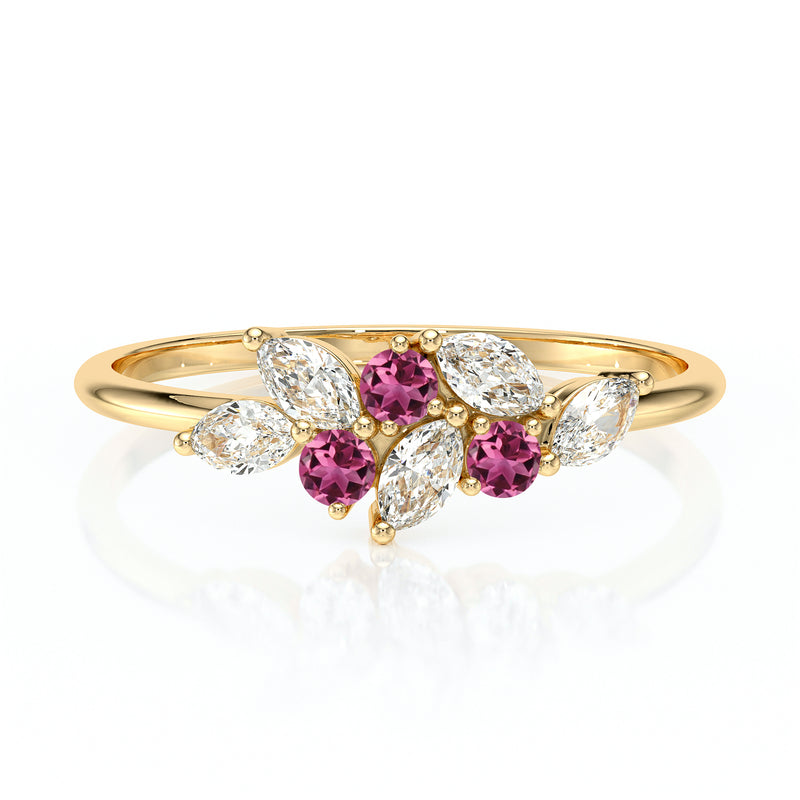 Bague tourmaline et diamant Florale - 3