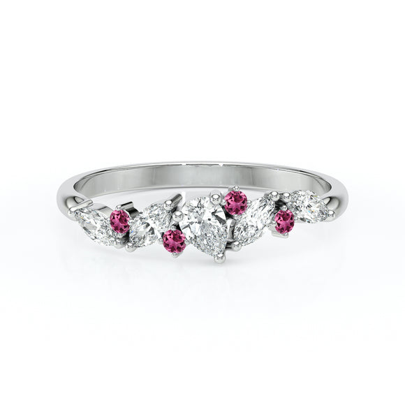 Bague tourmaline et diamant Florale - 1
