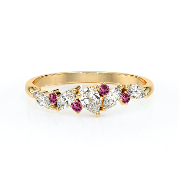 Bague tourmaline et diamant Florale - 1