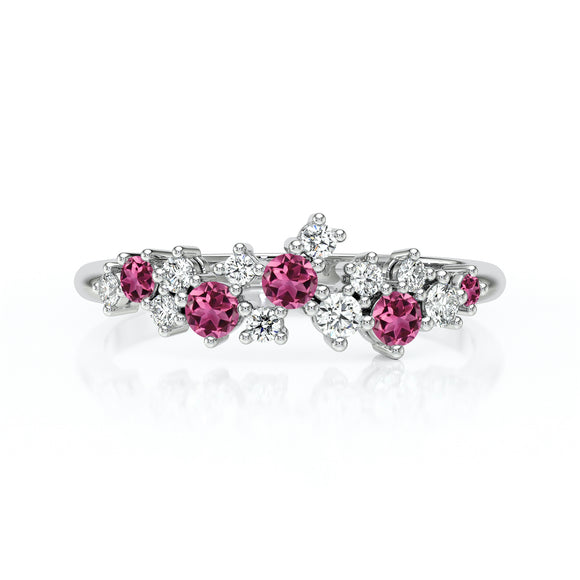 Bague tourmaline et diamant Florale - 4