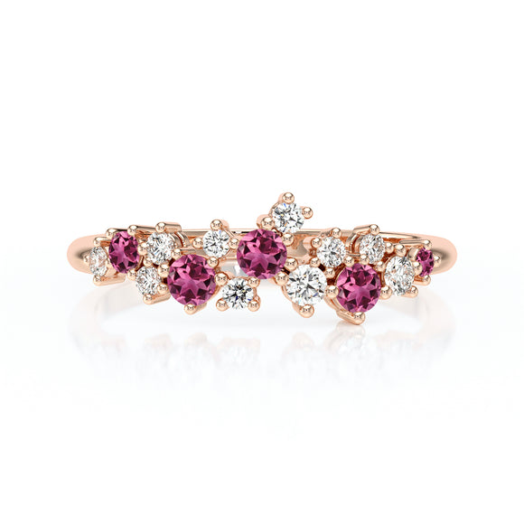Bague tourmaline et diamant Florale - 4