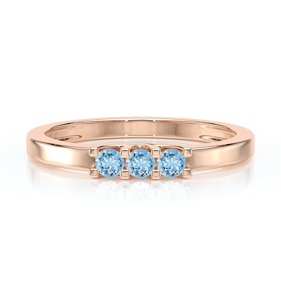 Bague trilogie aigue-marine Coucher de Soleil - 4