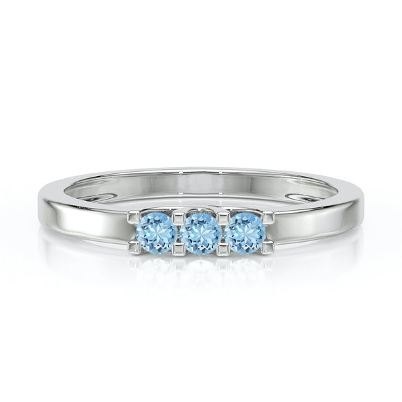 Bague trilogie aigue-marine Coucher de Soleil - 4