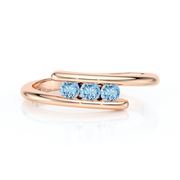 Bague trilogie aigue-marine Main dans la Main - 2