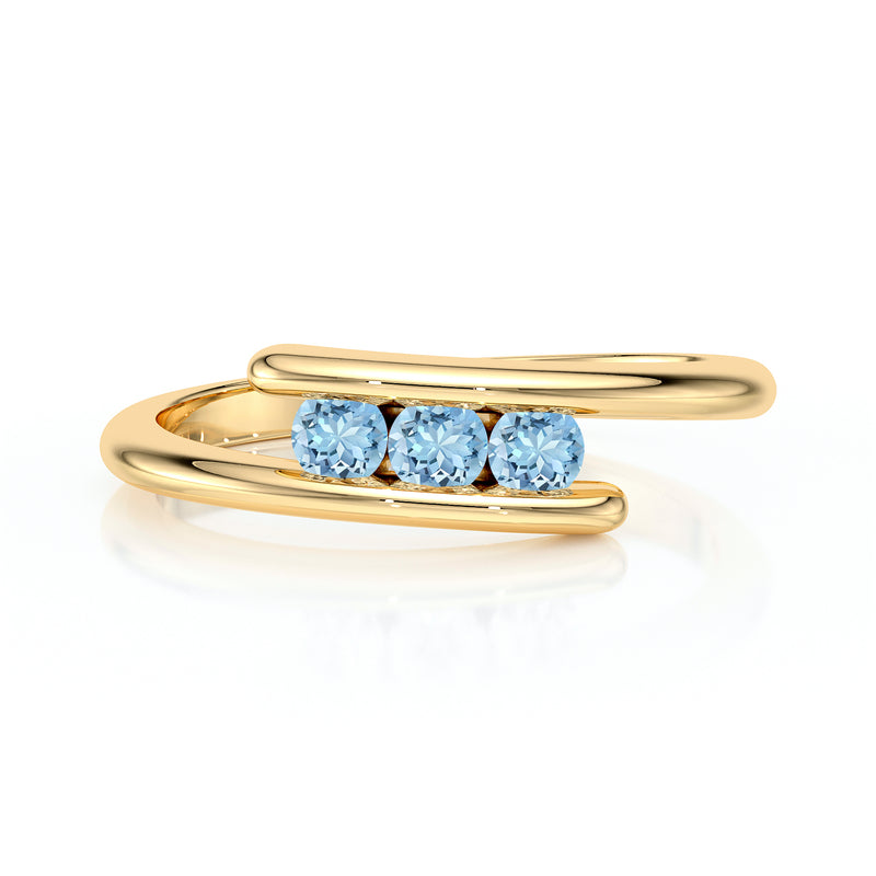 Bague trilogie aigue-marine Main dans la Main - 2