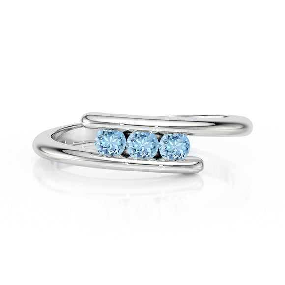 Bague trilogie aigue-marine Main dans la Main - 2