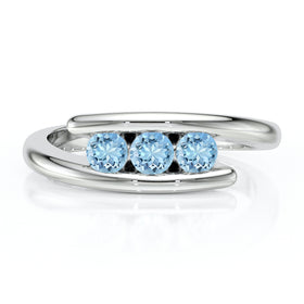 Bague trilogie aigue-marine Main dans la Main - 5