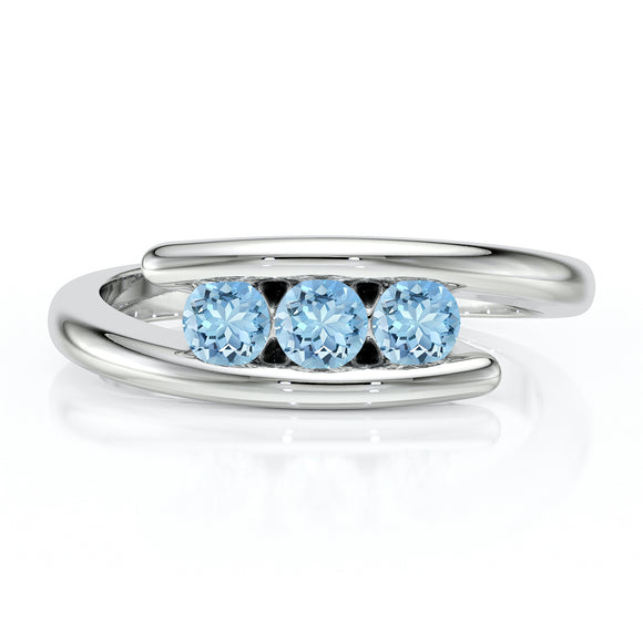 Bague trilogie aigue-marine Main dans la Main - 5