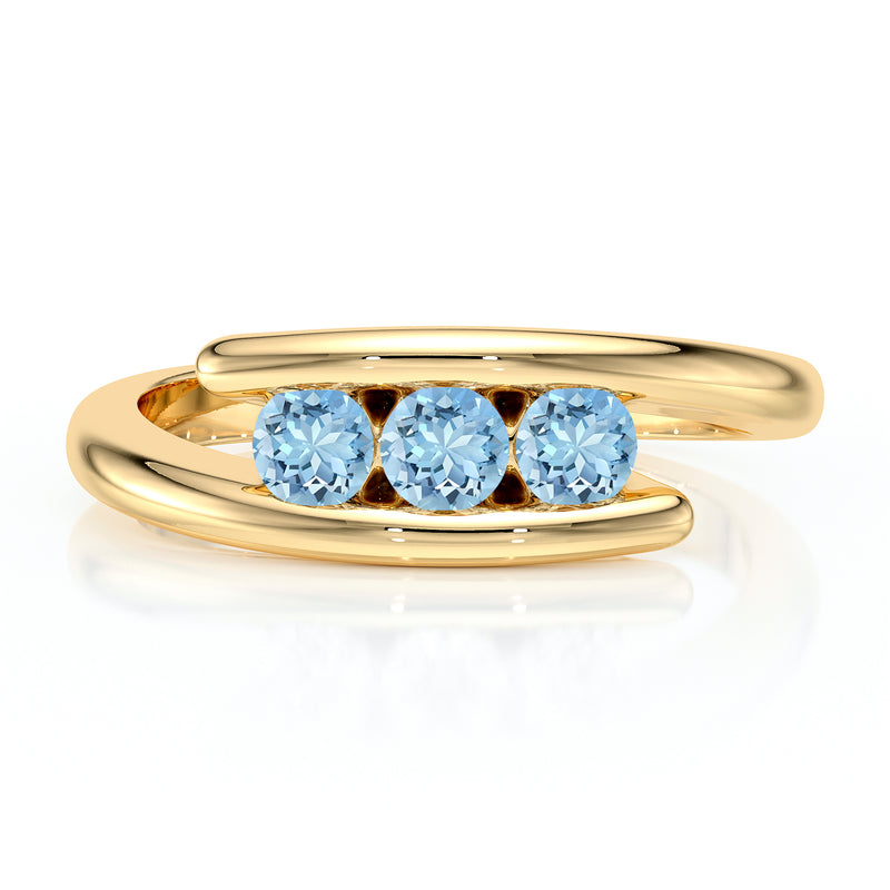 Bague trilogie aigue-marine Main dans la Main - 5