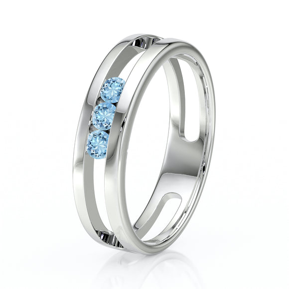 Bague trilogie aigue-marine Premier Pas - 2