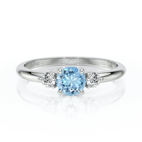 Bague trilogie aigue-marine et diamant Coucher de Soleil - 6