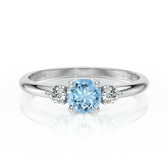Bague trilogie aigue-marine et diamant Coucher de Soleil - 6