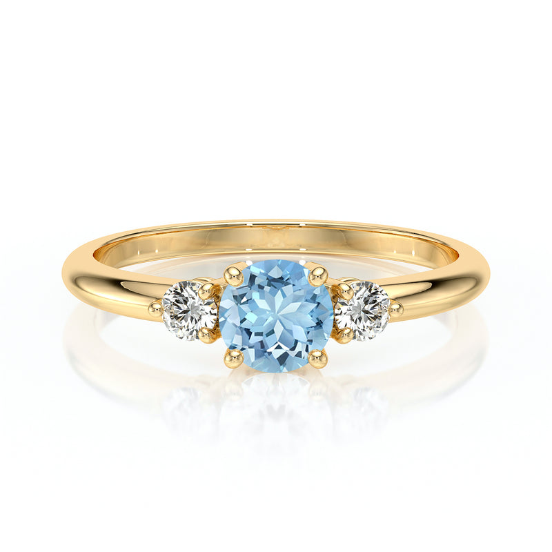 Bague trilogie aigue-marine et diamant Coucher de Soleil - 6