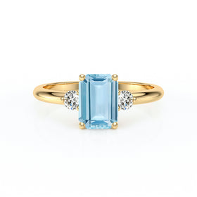 Bague trilogie aigue-marine et diamant Coucher de Soleil - 10