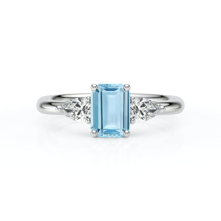 Bague trilogie aigue-marine et diamant Coucher de Soleil - 16