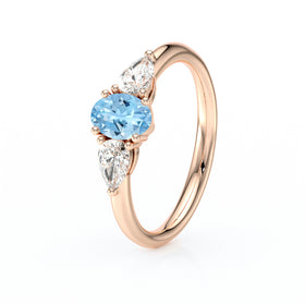 Bague trilogie aigue-marine et diamant Coucher de Soleil - 18
