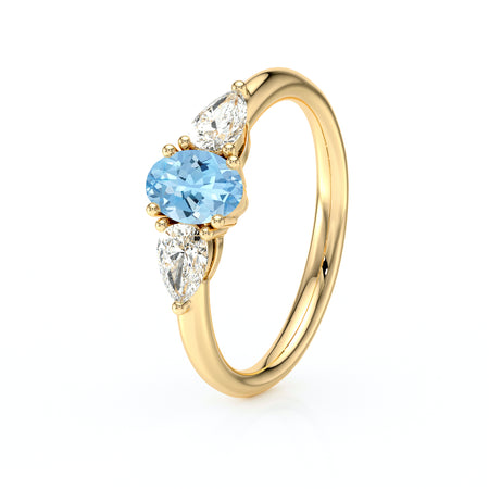 Bague trilogie aigue-marine et diamant Coucher de Soleil - 18