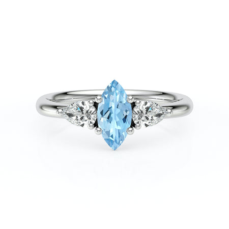 Bague trilogie aigue-marine et diamant Coucher de Soleil - 19