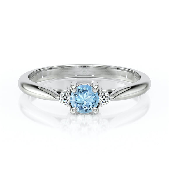 Bague trilogie aigue-marine et diamant Coucher de Soleil - 1