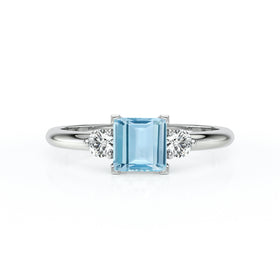 Bague trilogie aigue-marine et diamant Coucher de Soleil - 8