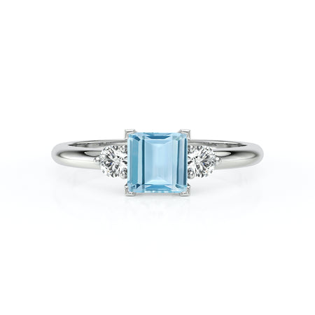 Bague trilogie aigue-marine et diamant Coucher de Soleil - 8