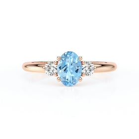 Bague trilogie aigue-marine et diamant Coucher de Soleil - 9