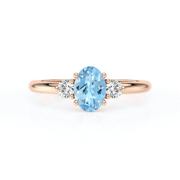 Bague trilogie aigue-marine et diamant Coucher de Soleil - 9