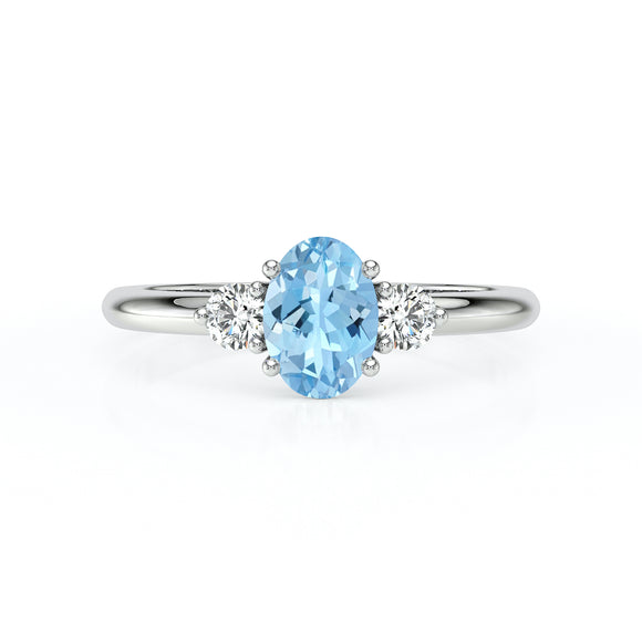 Bague trilogie aigue-marine et diamant Coucher de Soleil - 9