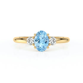 Bague trilogie aigue-marine et diamant Coucher de Soleil - 9