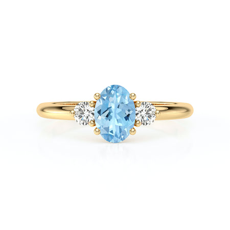 Bague trilogie aigue-marine et diamant Coucher de Soleil - 9