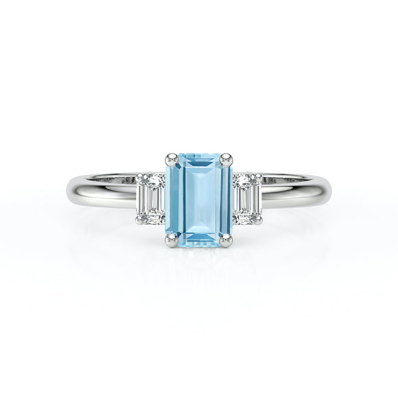 Bague trilogie aigue-marine et diamant Premier Pas - 5