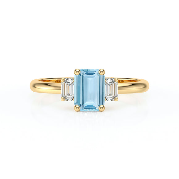 Bague trilogie aigue-marine et diamant Premier Pas - 5