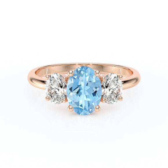 Bague trilogie aigue-marine et diamant Premier Pas - 6