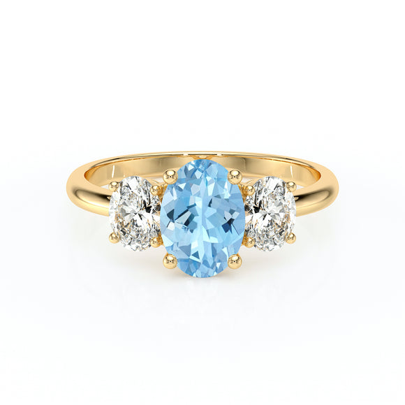 Bague trilogie aigue-marine et diamant Premier Pas - 6