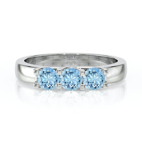 Bague trilogie aigue-marine Coucher de Soleil - 2