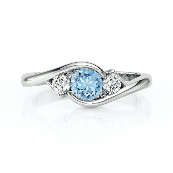 Bague trilogie aigue-marine et diamant Premier Pas - 1