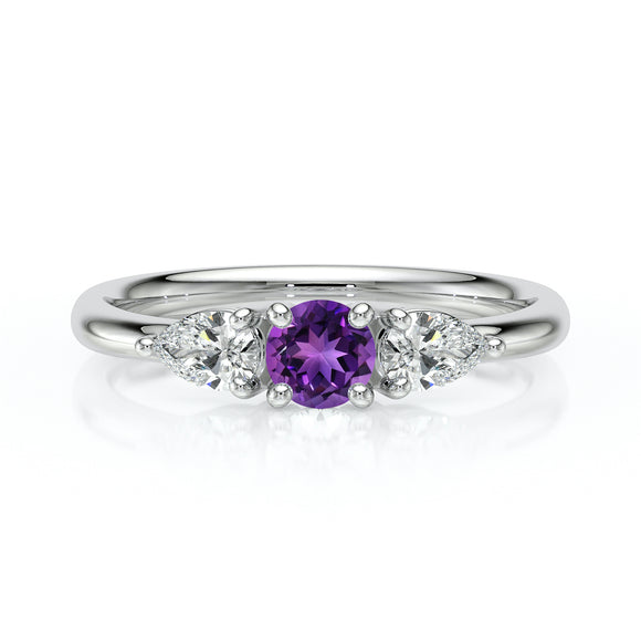 Bague trilogie améthyste et diamant Coucher de Soleil - 5