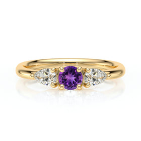 Bague trilogie améthyste et diamant Coucher de Soleil - 5