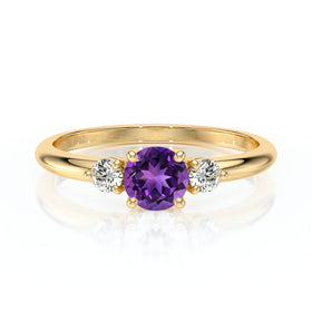 Bague trilogie améthyste et diamant Coucher de Soleil - 6