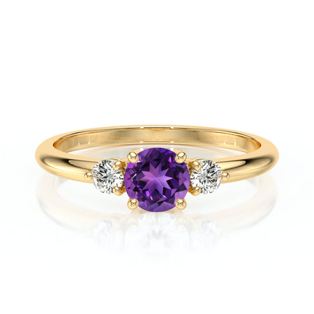 Bague trilogie améthyste et diamant Coucher de Soleil - 6