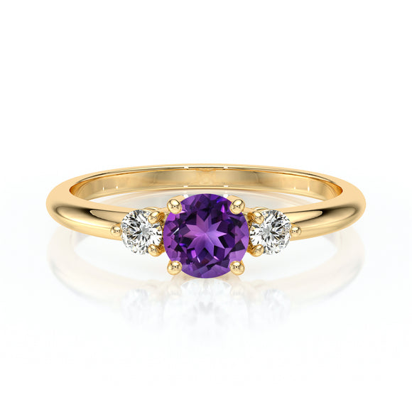 Bague trilogie améthyste et diamant Coucher de Soleil - 6