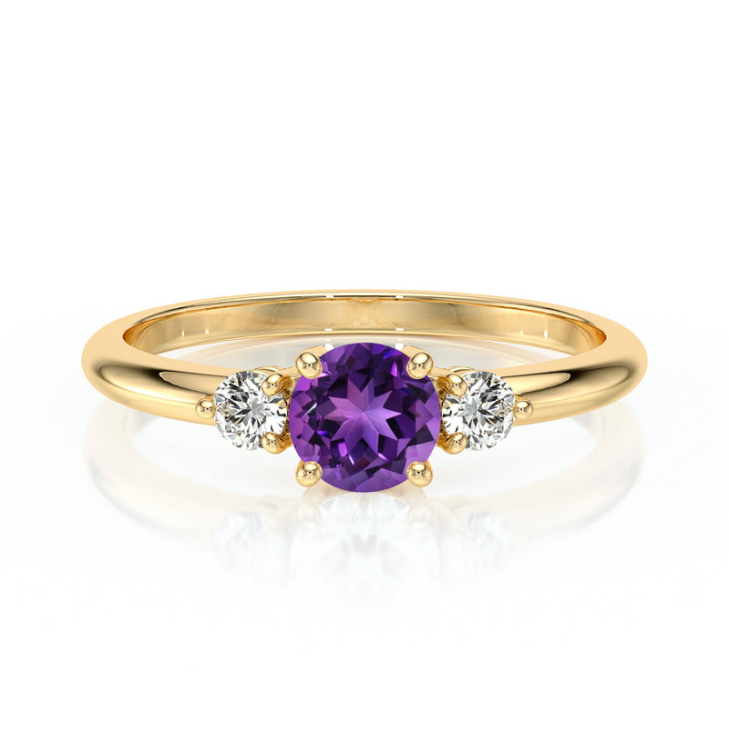 Bague trilogie améthyste et diamant Coucher de Soleil - 6