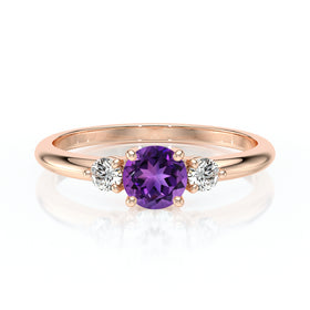 Bague trilogie améthyste et diamant Coucher de Soleil - 6