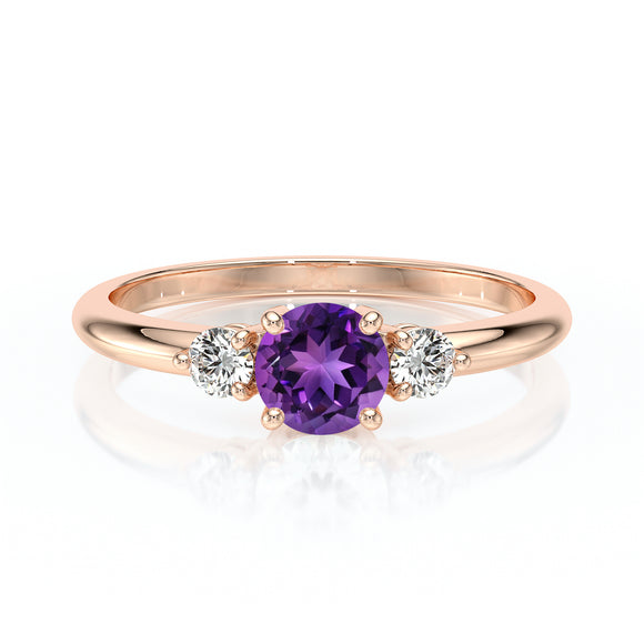 Bague trilogie améthyste et diamant Coucher de Soleil - 6