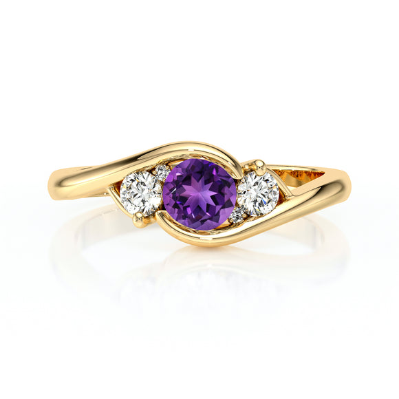 Bague trilogie améthyste et diamant Premier Pas - 1