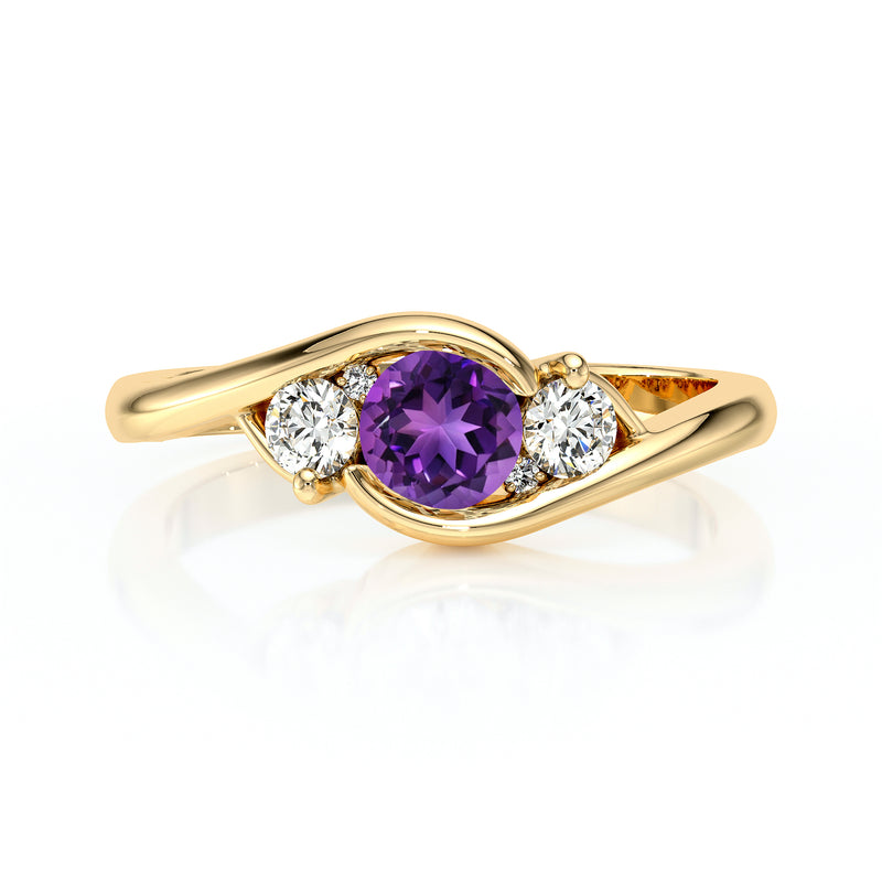 Bague trilogie améthyste et diamant Premier Pas - 1