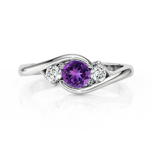 Bague trilogie améthyste et diamant Premier Pas - 1