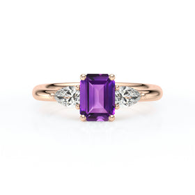 Bague trilogie améthyste et diamant Coucher de Soleil - 16
