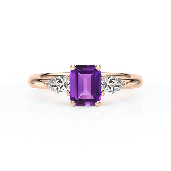 Bague trilogie améthyste et diamant Coucher de Soleil - 16
