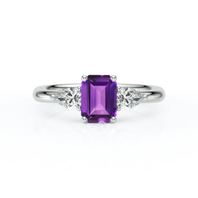Bague trilogie améthyste et diamant Coucher de Soleil - 16